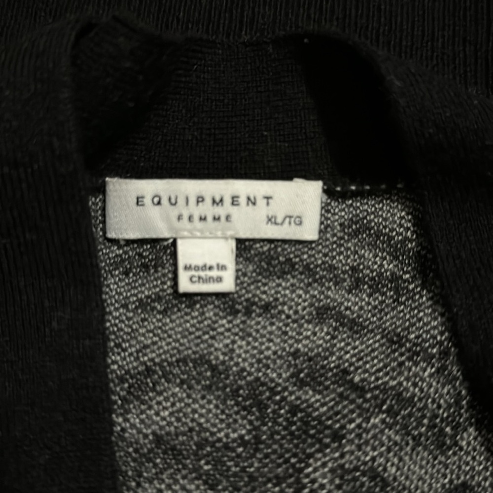 Equipment Femme Fenwick Leopard-Print Cardigan Wool Cashmere Black Gray Long -XL - Picture 10 of 11